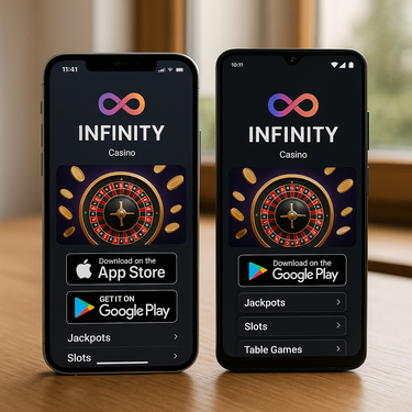 Infinity Casino - App-ähnliche mobile Webseite für iOS und Android ohne Download